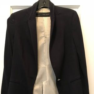 Zara XS navy cotton blazer
